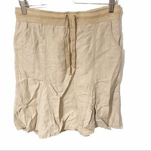 J Jill Size Small Tan Knee‎ Length Drawstring Waist Linen Skirt